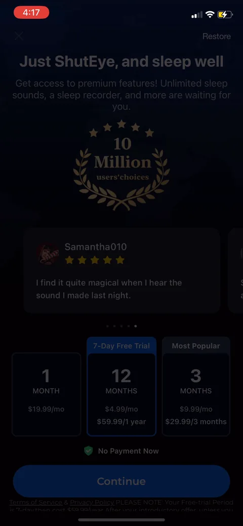 Shuteye onboarding screen 73