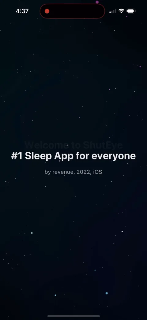 Shuteye onboarding screen 4: '#1 Sleep App for everyone' with a tiny 'by revenue, 2022, iOS' underneath