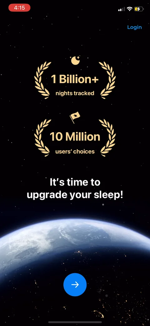 Shuteye onboarding screen 5: More accolades stacked up: '1 billion nights tracked', '10 million users'