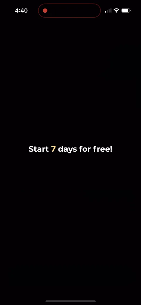 Shuteye onboarding screen 62: 'Start 7 days for free!' as a full screen before any price appears