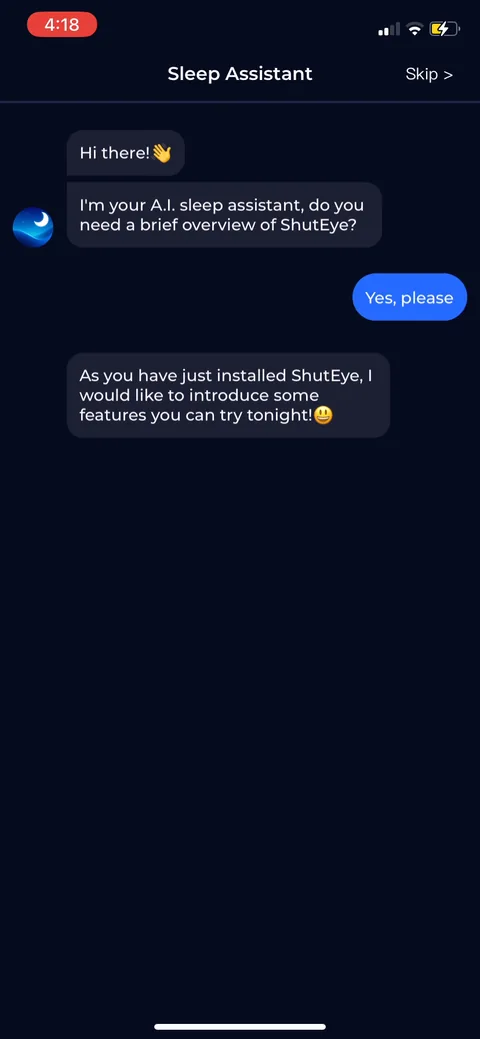 Shuteye onboarding screen 84