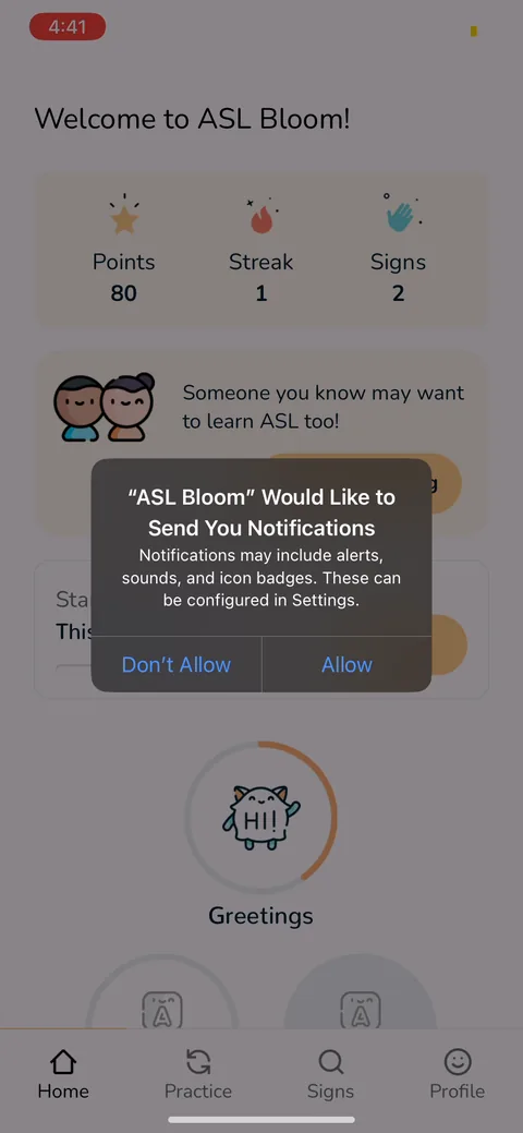 Signlab Asl Bloom onboarding screen 48