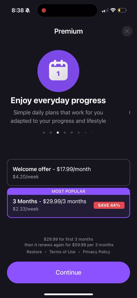 Simple Fitness onboarding screen 144