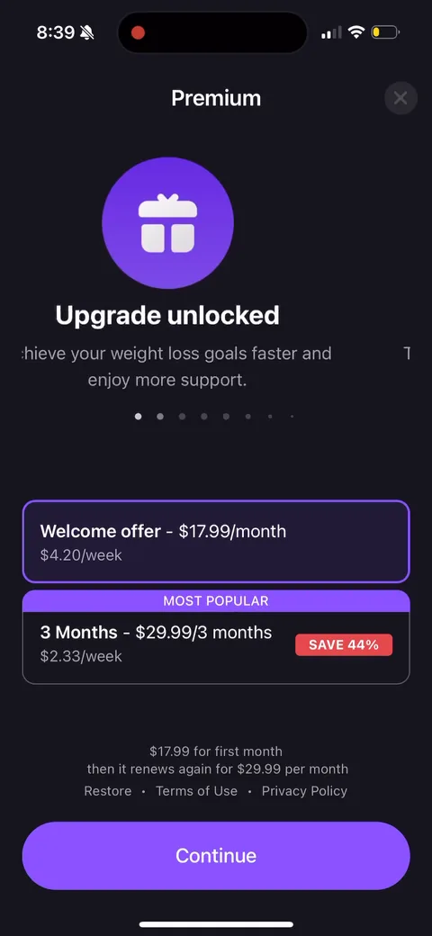 Simple Fitness onboarding screen 166