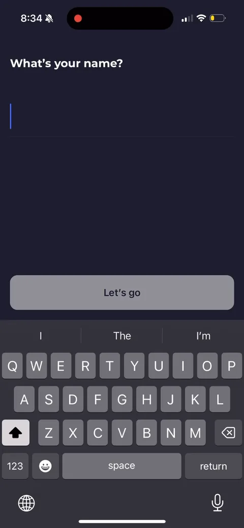 Simple Fitness onboarding screen 46: 'What's your name,' then 'lovely to meet you, Jacob.' Cheap data to collect once and reuse everywhere: the…