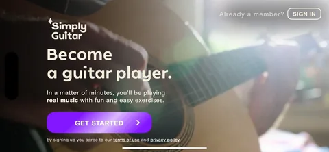 Simply Guitar onboarding screen 1: Benefits, not features