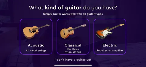 Simply Guitar onboarding screen 3: Smart question