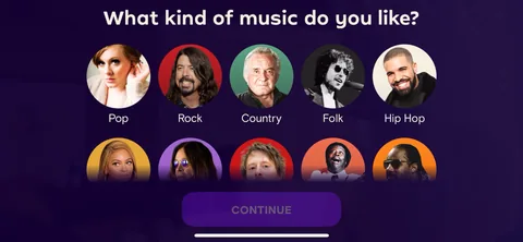 Simply Guitar onboarding screen 5: Music taste question