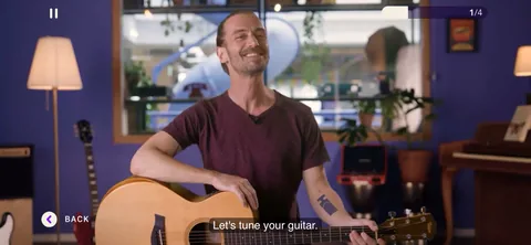 Simply Guitar onboarding screen 19: Straight into the first lesson: tuning your guitar