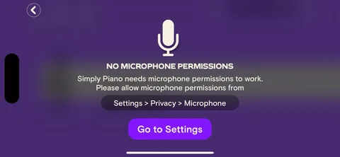 Simply Piano onboarding screen 142: 'No microphone permissions