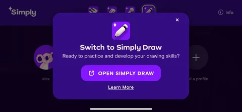 Simply Piano onboarding screen 26: 'Switch to Simply Draw