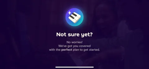 Simply Piano onboarding screen 96: 'Not sure yet