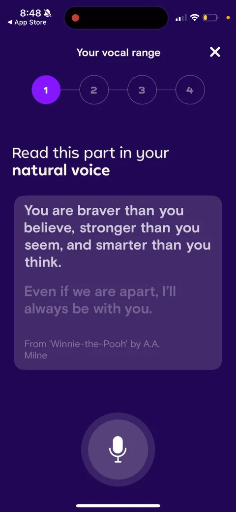 Simply Sing onboarding screen 100