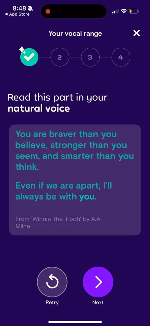 Simply Sing onboarding screen 103