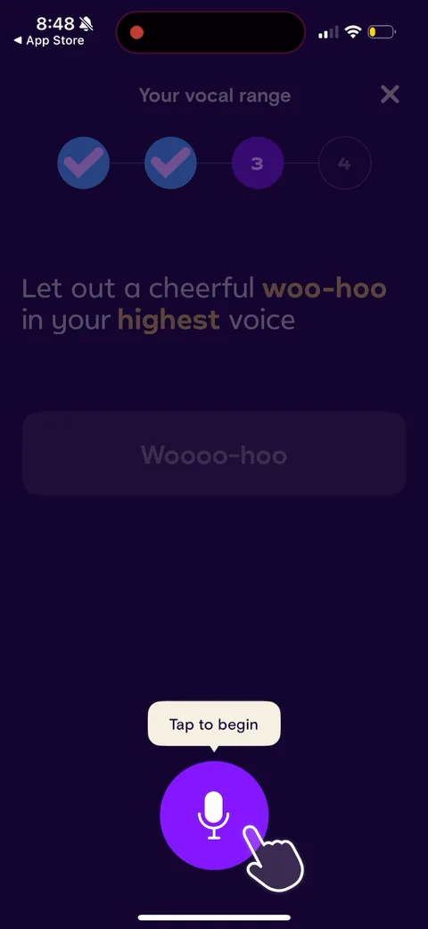Simply Sing onboarding screen 111