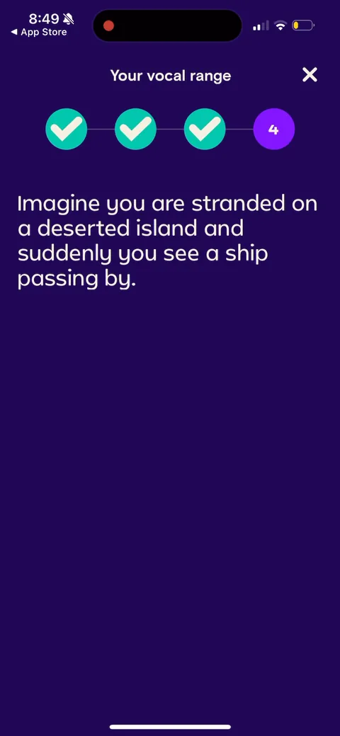 Simply Sing onboarding screen 121