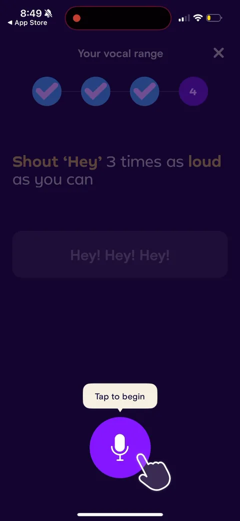 Simply Sing onboarding screen 124