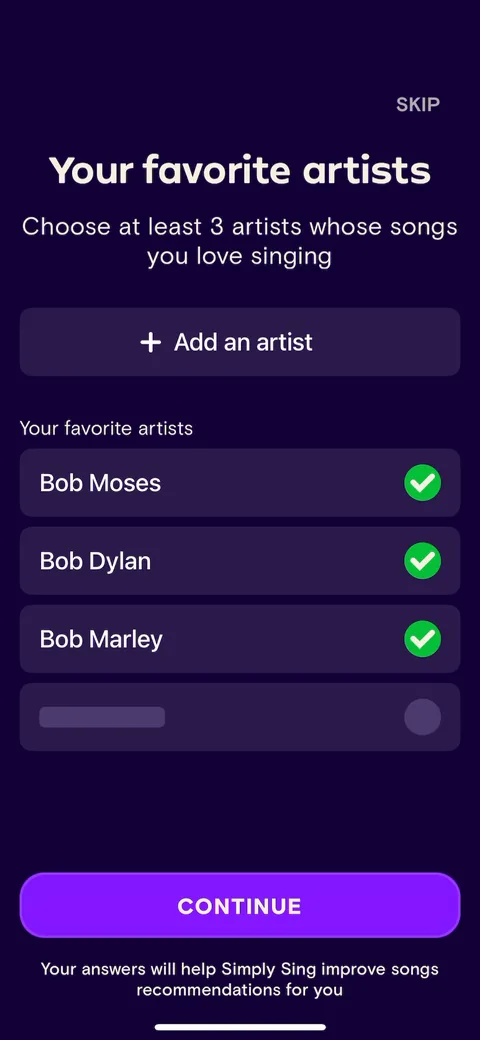 Simply Sing onboarding screen 44