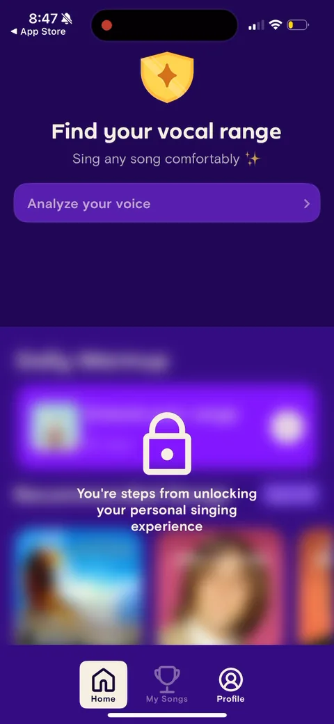 Simply Sing onboarding screen 84
