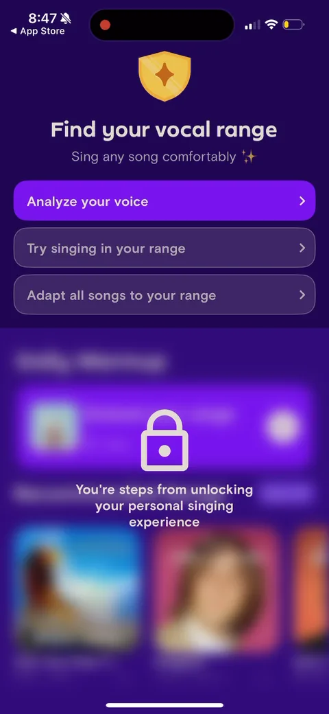 Simply Sing onboarding screen 86