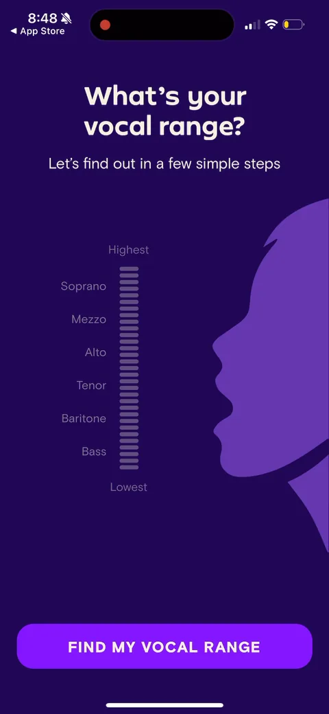 Simply Sing onboarding screen 95