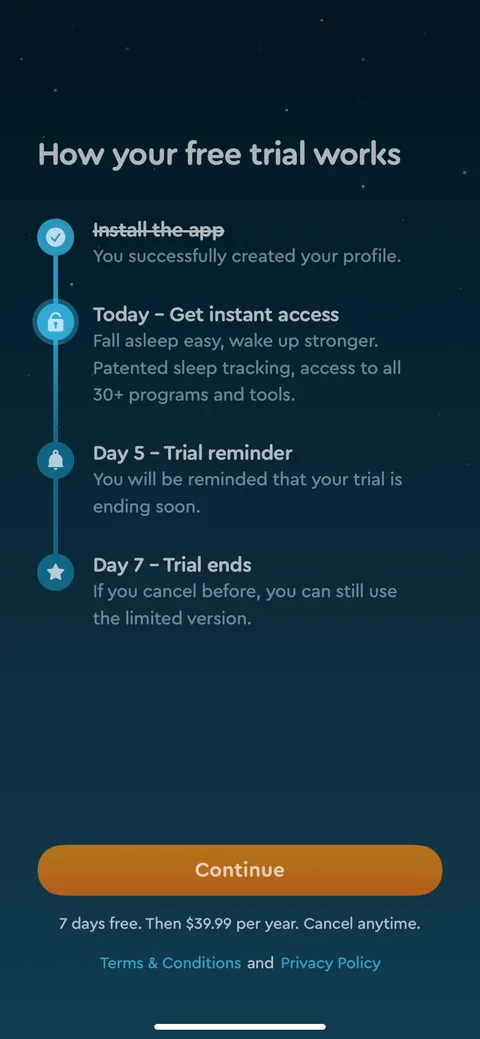 Sleepcycle paywall with pricing, onboarding screen 72