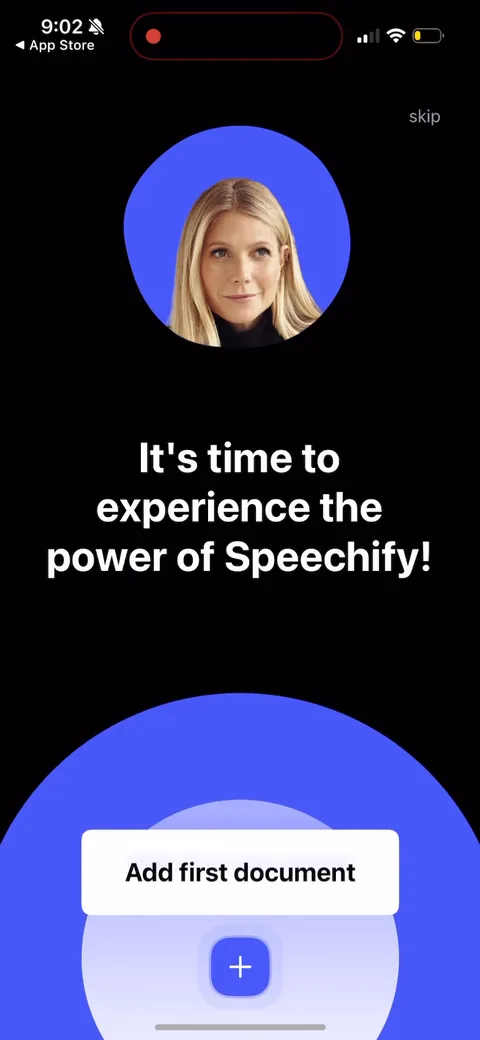 Speechify onboarding screen 118: Instead of dropping you into a blank home, they push 