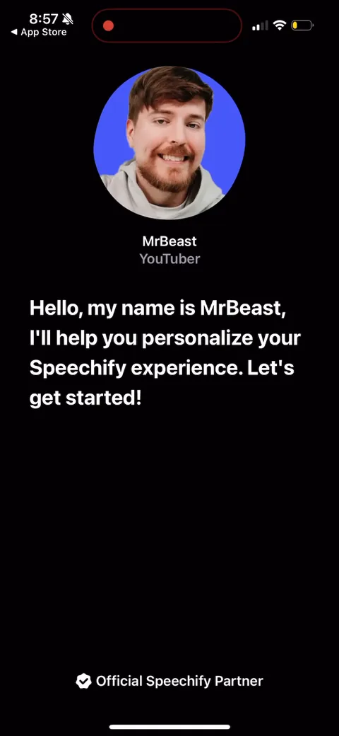 Speechify onboarding screen 12: Three celebrity intros back to back (Snoop, Gwyneth, MrBeast) is a lot of runway before any value