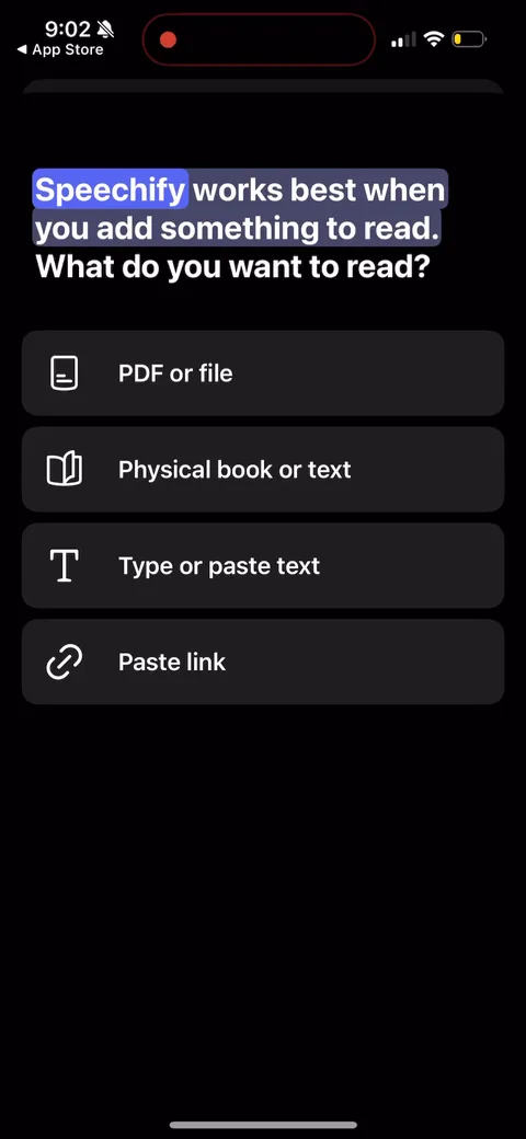 Speechify onboarding screen 120
