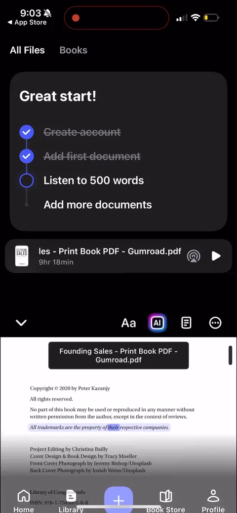 Speechify onboarding screen 161