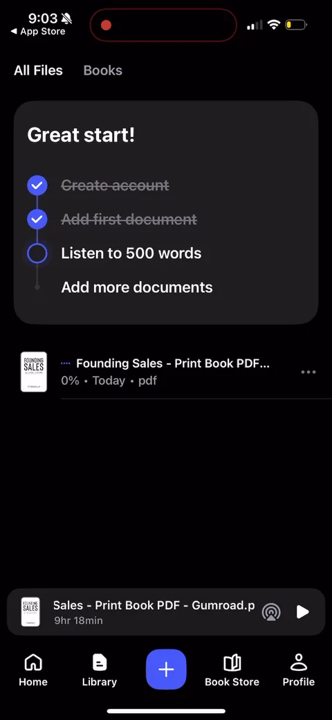 Speechify onboarding screen 162