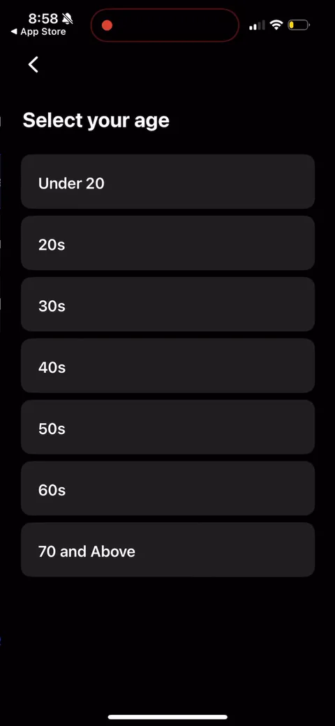 Speechify onboarding screen 18: Age in broad buckets is the first zero-party question