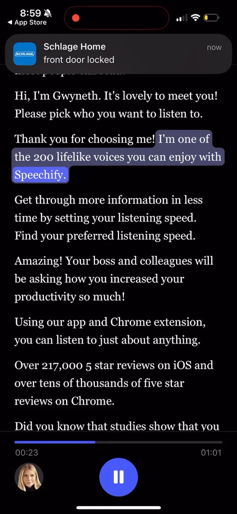 Speechify onboarding screen 63