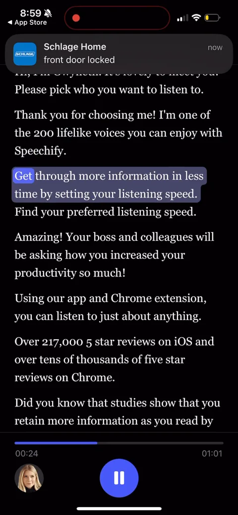 Speechify onboarding screen 64