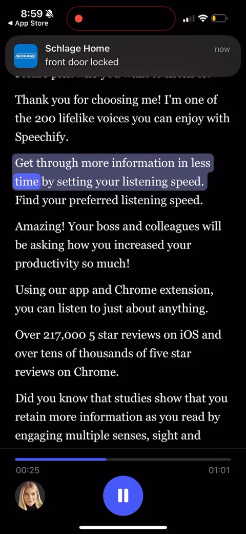 Speechify onboarding screen 65