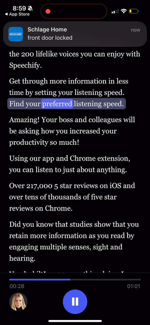 Speechify onboarding screen 66