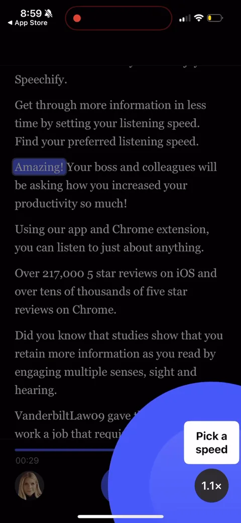 Speechify onboarding screen 68