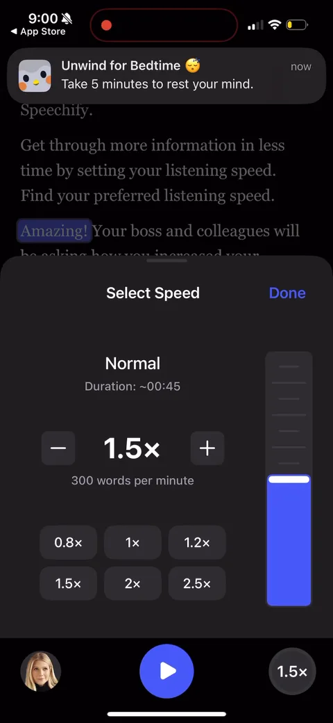 Speechify onboarding screen 71