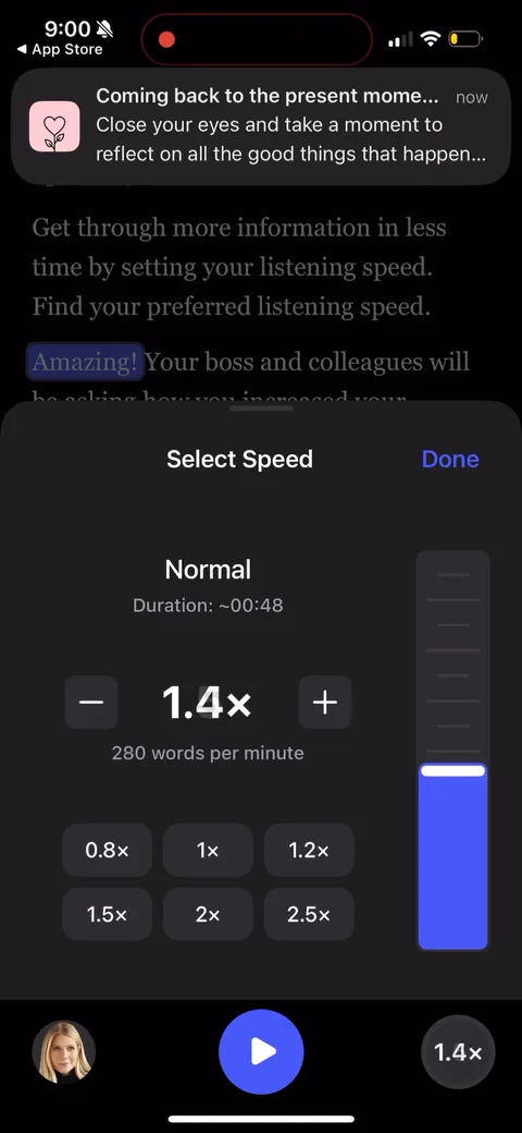 Speechify onboarding screen 72