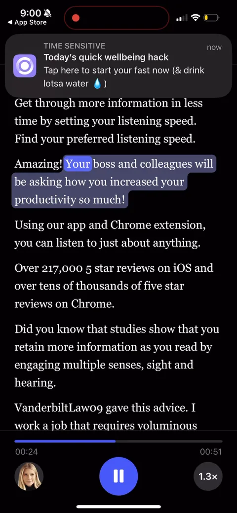 Speechify onboarding screen 75