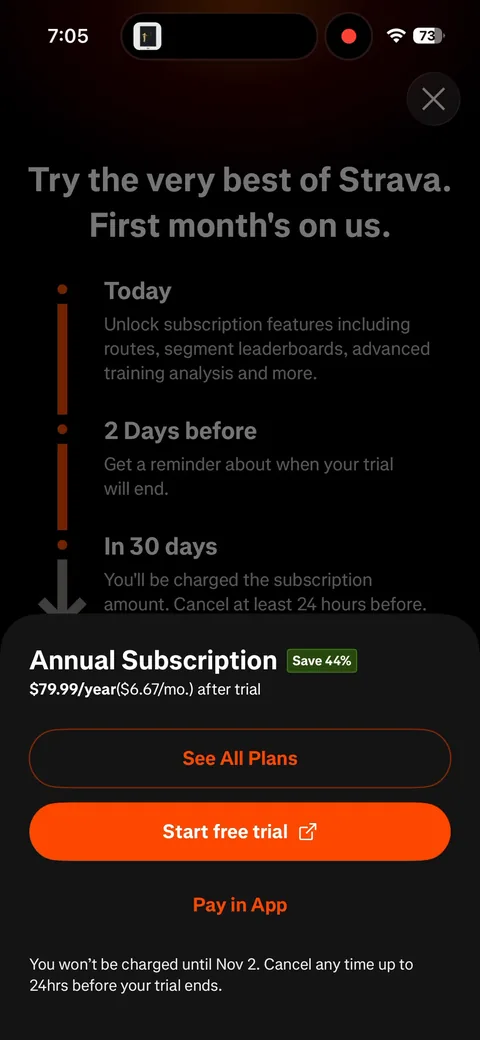 Strava App2Web onboarding screen 3: Here's the app2web choice