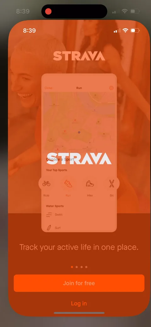 Strava onboarding screen 1