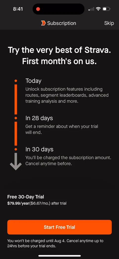 Strava paywall with pricing, onboarding screen 21