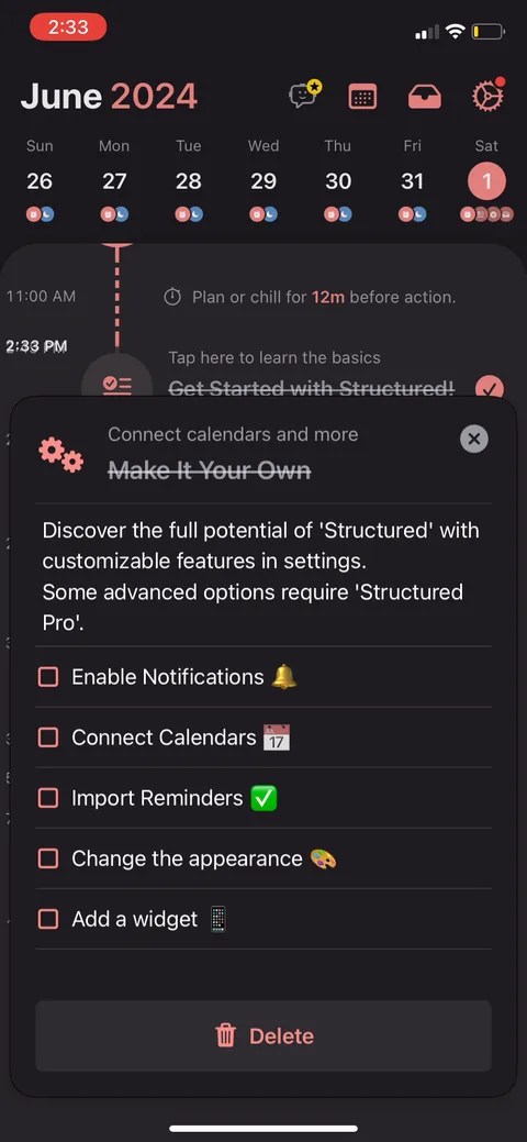 Structured onboarding screen 20