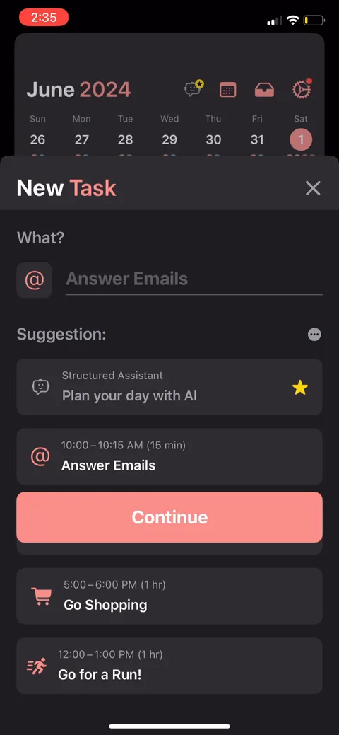 Structured onboarding screen 43