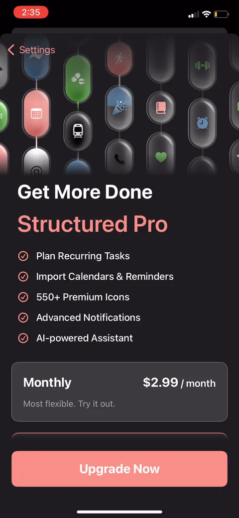 Structured onboarding screen 55