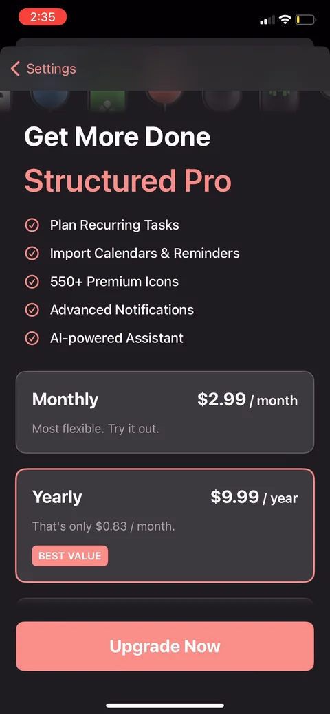 Structured onboarding screen 56