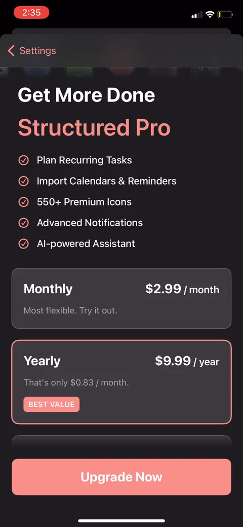Structured onboarding screen 60