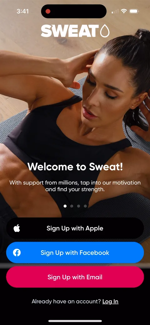 Sweat onboarding screen 12: Hit the back arrow on the paywall and you land back on the welcome screen, not in the app