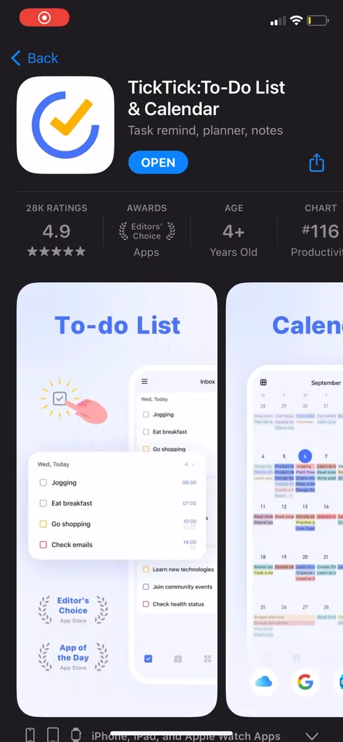 Ticktick onboarding screen 1